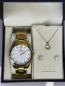 Kit Relógio Champion Passion Dourado CN29865W