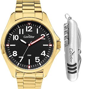 Kit Relógio Condor Masculino com Canivete Multifunções