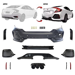 Para-choque Traseiro Honda Civic G10 Estilo Type-r 2016-2021