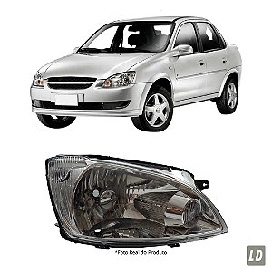 Farol Corsa Classic 2011 até 2016 Lente Cromada LD Passageiro