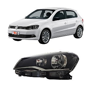 Farol Gol Voyage Saveiro G6 2013 até 2016 Máscara Negra Lado Esquerdo Motorista