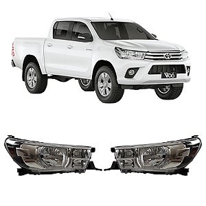 Par Farol Hilux 2016 Até 2020 Halógeno Cromado