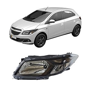 : Farol Onix 2012 Até 2016 Máscara Cromada LE com Aros Preto