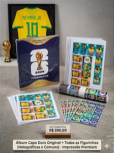 Kit Álbum da Copa 2026 - Capa dura + Impressão todas figurinhas (Times e Holográficas)