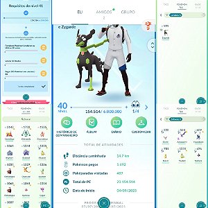 Conta Pokémon Go Nível 40 Mystic