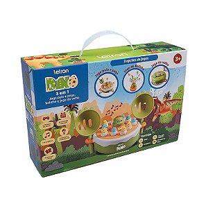 JOGO DINO 3 EM 1 C/ JOGOS BOLICHE E JOGO DA VELHA E PULA E PEGA LETRON