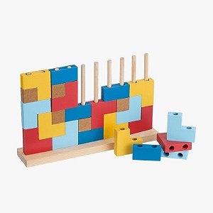 BRINQ. MAD. BLOCOS DE ENCAIXE C/ 25 PÇS