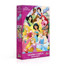 Quebra-cabeça metalizado das Disney Princesa - 100 peças