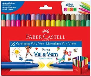 Canetinha Hidrográfica Faber Castell Vai e Vem 36 Cores