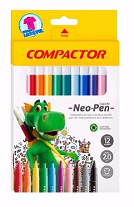 Caneta Hidrográfica Neo-pen Gigante 12 Cores Compactor