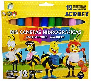 Caneta Hidrográfica Jumbo 12 Cores Acrilex