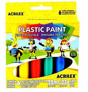Tinta Plástica Plastic Paint c/6 cores 20ml Acrilex