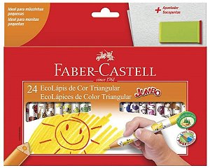 Lápis de Cor, Faber-Castell, Ecolápis Triangular Jumbo + Apontador com Depósito