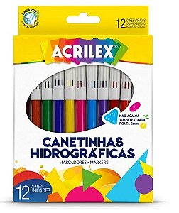 Canetinhas Hidrográficas C/12 Cores ACRILEX