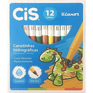 CANETINHAS ESCOLAR CIS LAVÁVEL HIDROGRAFICA COM 12 CORES