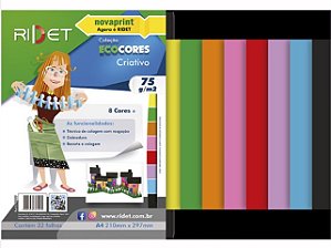 Bloco ecocores criativo 75g 210x297mm 32 fls 8 cores - Novaprint / Ridet - Escolar