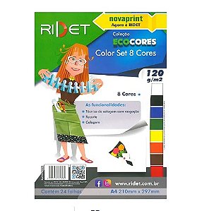 BLOCO COLOR SET 8 CORES ECOCORES 120g 24 FOLHAS - Ridet/NovaPrint