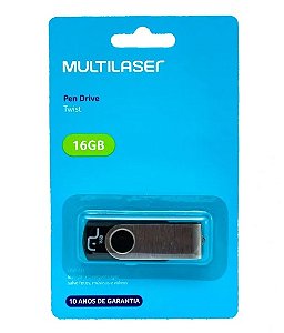 PEN DRIVE MULTILASER TWIST PRETO USB 2.0 16GB