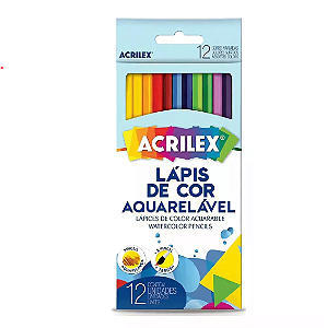 LÁPIS DE COR 12 CORES ACRILEX AQUARELAVEL + PINCEL
