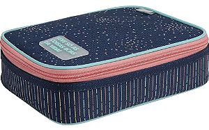 Estojo Escolar Box Académie Dots azul - Tilibra