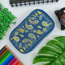 Estojo Box Jeans Estampado folhas - Daterra