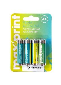 Pilha Alcalina AA 1,5V Pacote com 4 Unidades - MaxPrint