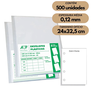 Envelope Saco Plástico Oficio Transparente Caixa com 500 unidades