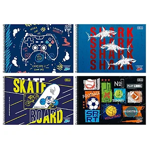 Caderno desenho masculino FLEXÍVEL, 96 folhas - Tilibra D+ CAPAS DIVERSAS