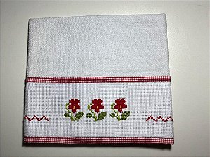 Toalha de Mesa 50 x 50 cm Bordada à Mão em Ponto Cruz