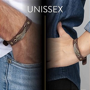 Pulseira De Couro Asa De Anjo
