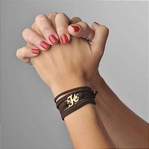 Pulseira Jovem Cristão Marrom Fé Dourado