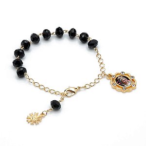 Pulseira Dezena - Maria Passa Na frente Cristal de Vidro Preto