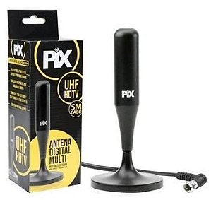 Antena Digital Pix Interna Hdtv/Uhf Com Imã Cabo 5M