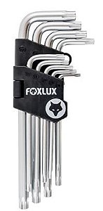 Jogo de Chave Torx 09 Peças Com Guia Foxlux