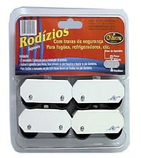Pé de Geladeira-Fogão Branco com Roda 4 Peças Overtime