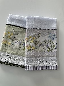 Kit 2 panos - Páscoa Lilás e Verde