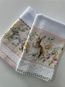 Kit 2 panos - Páscoa Rosa