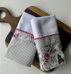 Kit 2 panos - Cinza e Rosa