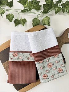 Kit 2 panos - Floral Vinho
