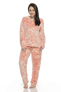 Pijama Ultra Soft Coracao Salmon