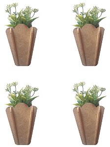 Kit 4 vasos com planta  permanente 18x9x9cm