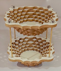 Fruteira Dupla de Mesa Cozinha - Cesto Madeira