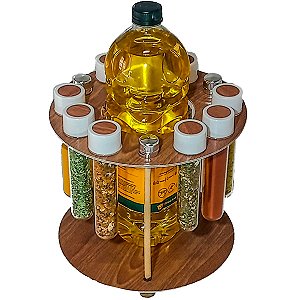 Porta Tempero e Óleo Plástico 2 em 1 Organizador 9 Potes