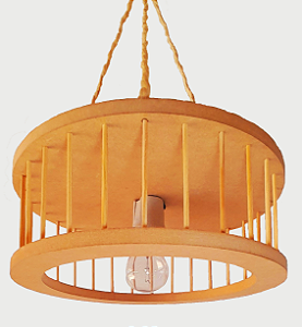 Luminária  Pendente Lustre Rústico De Madeira Mdf