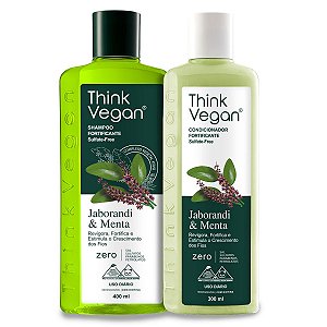 Kit Think Vegan Fortificante Jaborandi & Menta + GANHE Sachê Babosa & Abacate (amostra grátis)