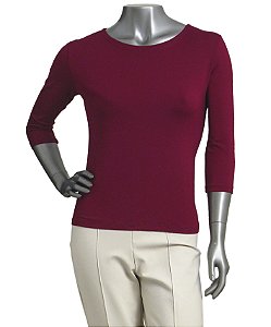 BLUSA BÁSICA GUINÉ VINHO MANGAS 3/4