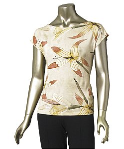 BLUSA ESTAMPADA AQUARELA FLORAL SEM MANGAS