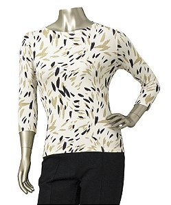 BLUSA COM ESTAMPA DE PINCELADAS MANGAS 3/4