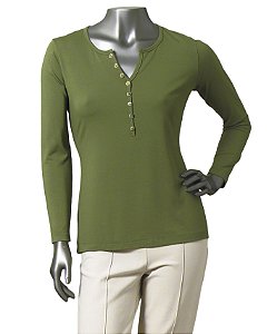 BLUSA VERDE COM BOTÕEZINHOS NO DECOTE