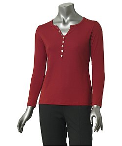 BLUSA VERMELHA COM BOTÕEZINHOS NO DECOTE
